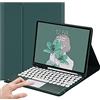 ZKAIAI iPad Pro 10.5 2017 e iPad Air 3 10.5 2019 Custodia con tastiera, trackpad tastiera staccabile con portamatite - Tastiera touchpad Bluetooth wireless-Smart Cover (iPad 10,5 pollici, verde acqua)
