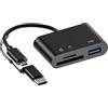 ZORQ Lettori di schede di memoria per computer | 3 in 1 USB C USB 3.0 adattatore doppio connettore, lettore di schede di tipo C portatile per leggere contemporaneamente schede Ms Cf Tf