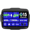 BXLIYER SXAUTO『Built-in 4G / DAB』Android 15-6G+128G Autoradio Per Jeep Renegade(2015-2018) - Senza fili CarPlay/Android Auto LED Camera + MIC - Fast-boot Volante 360-CAM HDMI WIFI DSP - 2 Din IPS 9 Pollici
