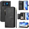 Jiajihua Cover Compatibile con Cubot A20,Compatibile con Cubot A20 4G Chiusura magnetica Flip Stand Card Slot Wallet Zipper Lanyard Black