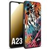 CUSTOMIZZA - Custodia cover nera morbida in tpu compatibile per Samsung A23 leopardato maculato tigrato tiger colorata summer color