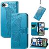 JIUNINE Custodia Protettiva per Apple iPhone 16e / iPhone 17e, Cover Libro PU Pelle Antiurto Portafoglio con Design Farfalle 3D, Slot per Carte, Supporto Stand Regolabile, Chiusura Magnetica, Blu