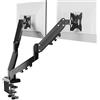 FLEXISPOT Supporto Monitor Doppio 17-32, Braccio a Gas per 2 Monitor con Altezza Regolabile Indipendentemente, Compatibile VESA 75x75/100x100, Fissaggio con Morsetto o Foro Passacavo