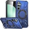 Yarxiawin Cover per Samsung Galaxy A05s con Anello Supporto Magnetico, Nero Silicone TPU Morbido Case e Rigida PC Custodia Antiurto Rugged Copertura Sottile (Blu)