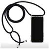 RHP Collana per Cellulare Compatibile con Samsung Galaxy A10 - Custodia in Silicone con Cinturino - Custodia per Smartphone da Appendere - Trasparente Case con Corda - Custodia con Cordino in Nero