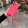 Emlivi Custodia per iPhone 11, con porta tessere, cordino, con nastro, tracolla regolabile, per iPhone 11, rosso rosa
