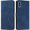 EATCYE Cover per iPhone XS Max (6,5 Pollici), Flip Libro Libretto Custodia in Pelle PU per iPhone XS Max (6,5 Pollici) [Protezione Completa] [Slot per Scheda] [Funzione di Supporto] (Blu)