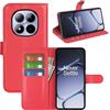 Fertuo Cover per Xiaomi Redmi Note 15 Pro 4G, Custodia Portafoglio Cover a Libro in Pelle Flip Case Sottile con Silicone Bumper, Fibbia Magnetica, Porta Carte e Kickstand, Rosso
