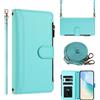 Ymyhyuxi Custodie a portafoglio in pelle per TCL 50 Nxtpaper 5G custodia per biglietti da visita portafoglio telefono borsa a doppio strato scomparto portaoggetti cover con cordino (menta)