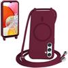 FMPCUON FNPCUON Cover Magnetica Silicone per Samsung Galaxy A14 4G/5G con Cordino,Compatibile con MagSafe,Custodia con Laccio Collana Tracolla Collo Sottile TPU Antiurto Protettiva Case con Corda.Rosso