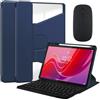 HLTOOP Custodia con Tastiera per Lenovo Tab M11 11 Pollici 2024 TB330XU/TB330FU, Custodia Ruotabile A 360°, Tastiera Bluetooth Rimovibile Con Mouse,Marina Militare