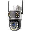 KVBRUI Telecamera PTZ Wi-Fi da 8 MP for Esterni con Zoom Ottico 50X, Doppio Schermo, rilevamento Umano, Telecamera di videosorveglianza IP CCTV, Audio bidirezionale ICSEE(US Plug,50X Camera ADD 64G)