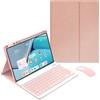HLTOOP Custodia con Tastiera per Huawei Matepad 10.4 - Cover per Tastiera Rimovibile Wireless con Supporto per Matita, Mouse Tablet Ricaricabile,Rosa