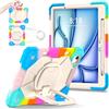 MUDASANQI Custodia antiurto compatibile con iPad Air 11 pollici M3 2025/Air 11 M2 2024, porta matita integrato, resistente, custodia in silicone anti-goccia per bambini con cavalletto + tracolla (colore blu)