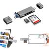 JJC Metal USB 3.0 Lettore di Schede SD per iPhone 15 Pro Max Plus, Lettore di Schede Esterno 3-in-1 USB 3.0 Micro USB 2.0 USB-C 3.0 per SD SDHC SDXC Micro SD TF Micro SDHC Micro SDXC UHS-I (Grigio)