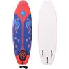 vidaXL Tavola da Surf Fondo Liscio Doppie Pinne Sicura con Cordino Resistente Durevole Natante Surfboard Longboard Sport Acquatici Blu e Rossa