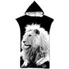 DOTBUY-SHOP Accappatoio Poncho con Cappuccio Telo Mare, DOTBUY Microfibra Asciugatura Rapida Assorbente Asciugamano Cambiarsi Telo da Bagno per Spiaggia, Nuoto, Surf Impronta Animale (75 * 110cm,Leone)