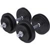 GORILLA SPORTS® Set di Manubri - Coppia, Dischi Pesi 20kg/30 kg, con Bilanciere Ø 30mm, 2 Chiusura a Stella, Rivestiti in Plastica, Nero - Pesi Regolabili Palestra, Fitness Dumbbell, Allenamento, Casa