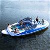 FJAUOQ Barca Galleggiante Gonfiabile Piscina Gonfiabile Galleggiante Gonfiabile Portatile All'aperto in PVC di Grandi Dimensioni per Piattaforma Galleggiante Oceano Lago 4-6 Persone,Blu,400*210*120cm