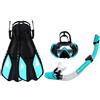 Jotekonoby Set da snorkeling per adulti con pinne, set da immersione con maschera da snorkeling, boccaglio asciutto, pinne regolabili, pacchetti per snorkeling, pinne (S/M verde)