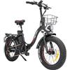 Drvetion CT20 Pro Bicicletta Elettronica Pieghevole per Adulti, Ebike con Gomme Spesse da 20, Motore da 250 W, Batteria Samsung 48 V Rimovibile, Freni a Disco Idraulici, Sospensione Anteriore