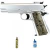 Ecommur. HFC HG 123S Argento | Pistola a gas per pallini da softair 6 mm + bottiglia di Green Gas + bombola 1000 0,20. (Potenza: 0,5 joule)