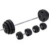 Gorilla Sports® Set Bilanciere e Manubri - 60kg, 100kg o 130kg, Ø 30mm, Barra 170cm, con Chiusure, Antiscivolo, Dischi in Plastica - Pesi Palestra, Piastre di Peso, Allenamento, Sollevamento, Fitness