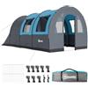 Outsunny Tenda da Campeggio 3 Posti Impermeabile con Zona Notte e Zona Giorno Separate, tenda Trekking in Poliestere, 480x260x200 cm, Grigio e Blu
