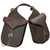 PIONEER Borse da Sella per Cavalli in Cuoio e Tessuto - Ideali per Equitazione, Trekking e Gite a Cavallo - Design Anteriore - Resistente e Confortevole - Marrone