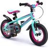 BIKESTAR Bicicletta bambini 3-4 anni da 12 pollici | Bici per bambino et bambina Mountainbike con freno a retropedale et freno a mano | Turchese & Berry