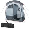 COSTWAY Tenda Spogliatoio da Esterno a 2 Stanze, Tenda da Doccia da Campeggio con Parapioggia Rimovibile, Stendibiancheria e Borsa, Tenda per WC Doccia per Campeggio, Spiaggia e Pesca (Grigio)
