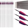 PHILOCS 12 Pezzi Frecce per Tiro con L'Arco ID 4,2 mm Spine 1300 Freccia da Caccia, 4" Viola Rosa Piuma di Tacchino (31iinch)