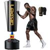 LEKÄRO Sacco Boxe da Terra, Sacco da Boxe Autoportante MMA con Base a 12 Potenti Ventose, kit per allenamento per MMA, muay thai, fitness, casa, palestra (nero)