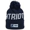 New Era England Patriots Beanie Knit NFL 2019 On Field Road 1960 Blue - One-Size