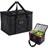 YqsIbth Borsa termica, 40 l, borsa termica riutilizzabile, borsa termica per la spesa, pieghevole, per spiaggia, campeggio, lavoro, viaggi (nero)