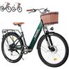 cysum Classica Bici Elettrica Donna, 26 Pollici Biciclette Elettrica Città, Bici Elettrica Urbana, 250W City Ebike Adulti, 25km/h Electric Bicycle Pendolari, Batteria 36V 10Ah Durata Della 60-80km (Bianco)
