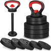 SPRINGOS Kettlebell regolabile da 10 kg con pesi bituminosi, manubri di volano, efficaci dischi kettlebell, chiusure stabili