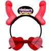 realGOOS Cerchietto diavoletto con piselli rossi luminosi e occhiali rossi a forma di cuore per festa di addio al nubilato 18+