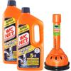 FEI FAN SET STURASCARICHI: 2x Wc Professional Stura-Scarichi Bloccati, Azione Totale. Non Danneggia Le Tubature 1000ml + Stura Lavandini e Scarichi a Ventosa Con Molla Ultraresistente