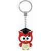 Albalù Bomboniera Laurea Portachiavi Gufo Rosso in Legno con Anello e Catenella Made in Italy ideale per Confettata e Bomboniera Laurea Dottore