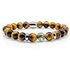 Handmade Bracciale Occhio Di Tigre Bracciale Con Perline Classe A+ Perline Sfera 8mm In Acciaio Inossidabile (squillo)