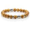 Generic Bracciale in pizzo di legno naturale Bracciale con perline Perline di pietra Buddha 8 mm Anello in acciaio inossidabile con strass Donna Uomo (Anello del Budda)