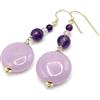 Generic Orecchini con Giada Lilla e Ametista, Vermeil 24 K Italiano, Gioielli Pietre Dure, Bijoux Estate, Regalo per Lei
