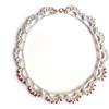 Handmade collana grigia con cristalli rossi, Gioielli all'uncinetto, girocollo di pizzo con cristalli di vetro, collana da donna, Made in Italy, Bijoux da donna, Lavorazione Artigianale