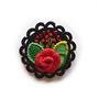 Handmade spilla boho vintage con una rosa all'uncinetto