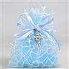 Albalù Italia Albalù Bomboniere Prima Comunione Maschietto - Sacchetti Portaconfetti Organza Celeste con Crocifisso Argentato e Nastro Celeste Made in Italy