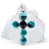 Zarrella Gioielli Collana Crocifisso Turchese e Onice Nera - Croce in Argento 925 - Fede e Armonia in un Gioiello - Simbolo Sacro e Benessere Emotivo - Gioiello Religioso Artigianale