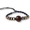 LuZ ITALY Bracciale tribale in cotone cerato intrecciato a mano con inserti in osso e legno - Regolabile