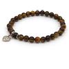 Generico Bracciale Donna in Occhio di Tigre Naturale, Ciondolo Cuore, Elastico 19 cm, Fatto a Mano, Pietre Dure Naturali
