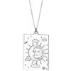 gumuscum Collana astrologica, collana astrologica in argento con sole e luna, collana astrologica in argento, collana con ciondolo con carta dei tarocchi rettangolare in argento.